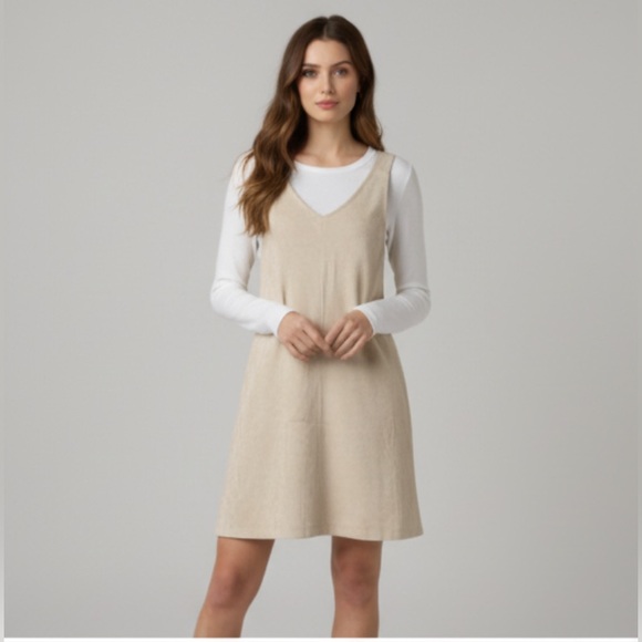 By Design Dresses & Skirts - Corduroy Solid Overall Dress Without Sweater